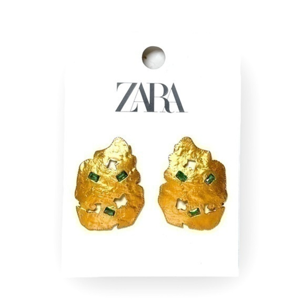 Zara Textured Irregular Gold Statement Earrings NWT